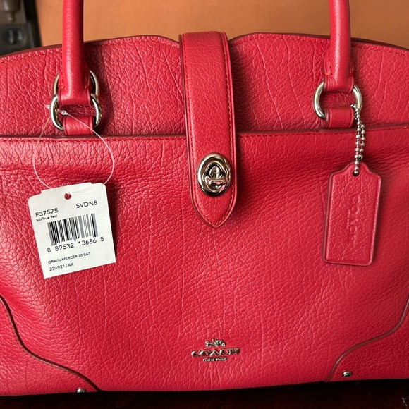Coach Handbags - Coach Mercer 30 True Red NWT Leather Satchel with Turn-Lock